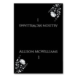 Moderne Elegante Huwelijk Zwart en Wit-Bloemen Kaart