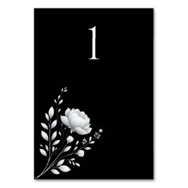 Moderne Elegante Huwelijk Zwart en Wit-Bloemen Kaart