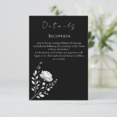 Moderne Elegante Huwelijk Zwart-witte Bloem Informatiekaartje (Staand voorkant)