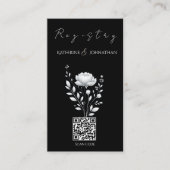 Moderne Elegante Huwelijk Zwart-witte Bloem Visitekaartje (Voorkant)