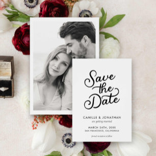 Moderne Elegante Huwelijksfoto Bewaar de Datum Save The Date