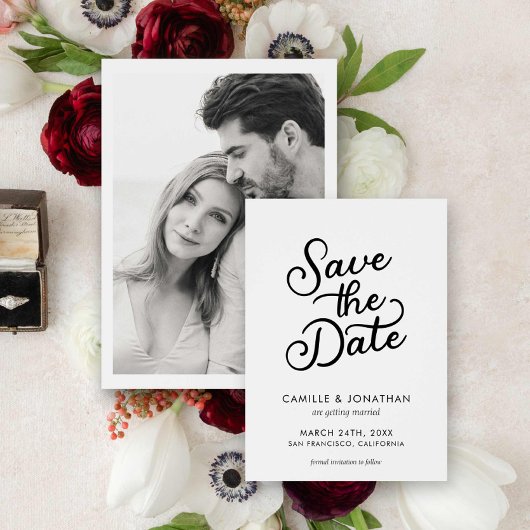 Moderne Elegante Huwelijksfoto Bewaar de Datum Save The Date
