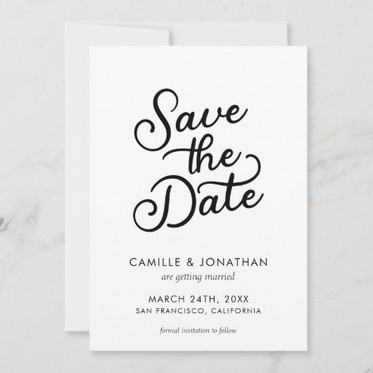 Moderne Elegante Huwelijksfoto Bewaar de Datum Save The Date (Voorkant)