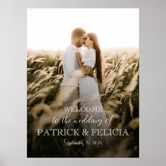 Moderne elegante huwelijksfoto welkomstfoto  poster (Voorkant)