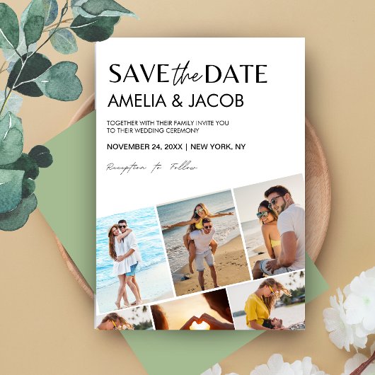 Moderne Elegante Huwelijksfoto Zwart-wit Save The Date