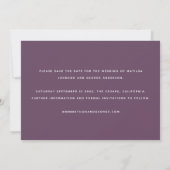Moderne elegante huwelijksuitnodiging in script save the date (Achterkant)