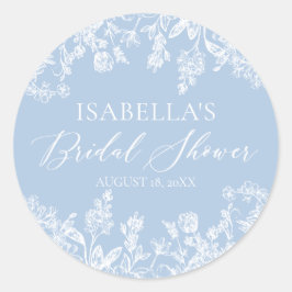 Moderne Elegante Iets Blauws Bruidsdouche  Ronde Sticker