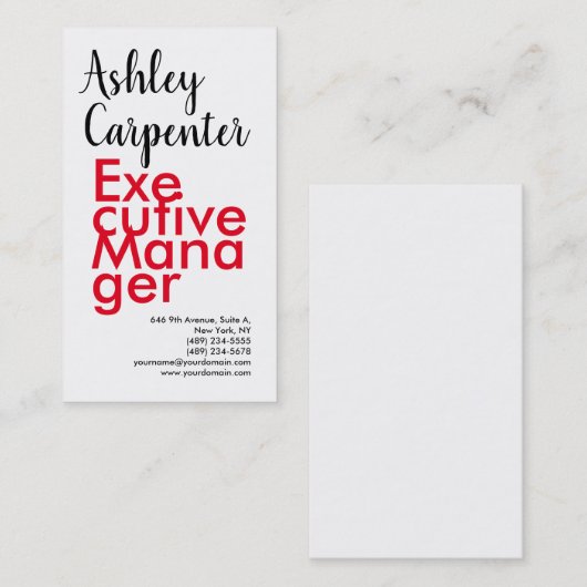 Moderne elegante, indrukwekkende rode witte profes visitekaartje (Voorkant / Achterkant)