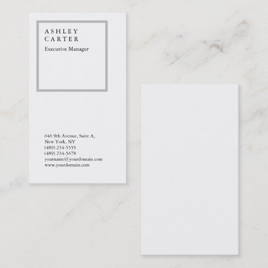 Moderne elegante indrukwekkende witte professional visitekaartje (Voorkant / Achterkant)