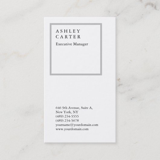 Moderne elegante indrukwekkende witte professional visitekaartje (Voorkant)