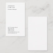 Moderne elegante indrukwekkende witte vlakte manag visitekaartje (Voorkant / Achterkant)