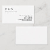 Moderne elegante indrukwekkende witte vlakte manag visitekaartje (Voorkant / Achterkant)