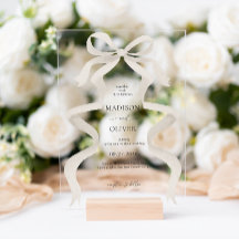Moderne Elegante Ivoor Beige Strik Lint Trouwfeest