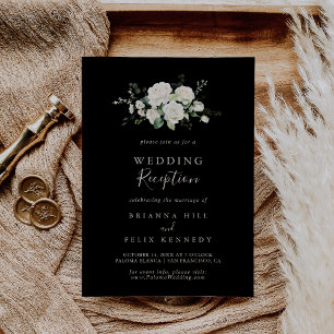 Moderne Elegante Ivoor Bloemen Huwelijksreceptie Kaart