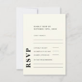 Moderne elegante ivoren bruiloft delicaat RSVP kaartje (Voorkant)