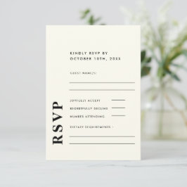 Moderne elegante ivoren bruiloft delicaat RSVP kaartje