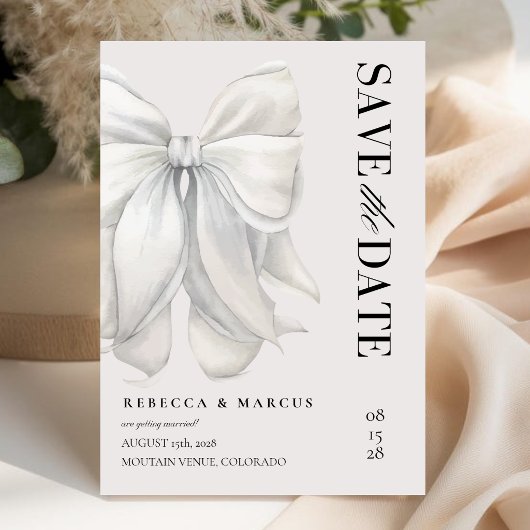 Moderne Elegante Ivoren Coquette Witte Boog Bruilo Save The Date