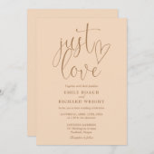 Moderne elegante Just Love Script zachte perzik br Kaart (Voorkant / Achterkant)