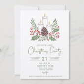 Moderne elegante kaarsen en gebladerte kerstfeest kaart (Voorkant)