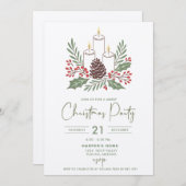 Moderne elegante kaarsen en gebladerte kerstfeest kaart (Voorkant / Achterkant)