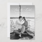 Moderne Elegante Kalligrafie 2 Foto QR Code Huweli Save The Date (Voorkant)