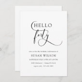 Moderne elegante kalligrafie 40e verjaardag kaart (Voorkant / Achterkant)