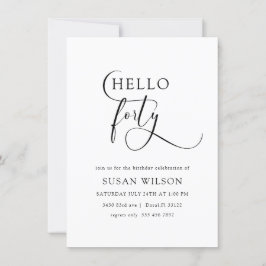 Moderne elegante kalligrafie 40e verjaardag kaart