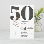 Moderne elegante kalligrafie 50ste verjaardag kaart (Staand voorkant)