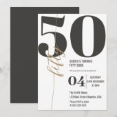 Moderne elegante kalligrafie 50ste verjaardag kaart (Voorkant / Achterkant)