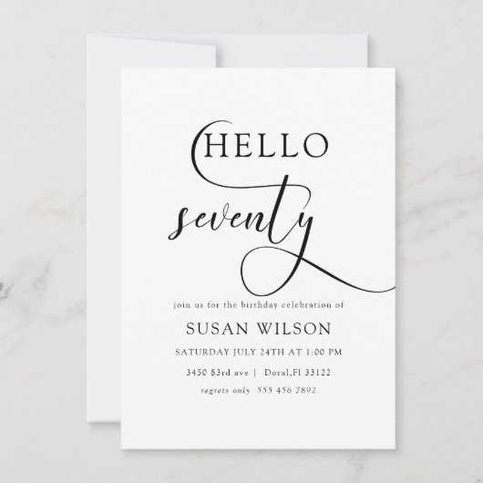 Moderne elegante kalligrafie 70ste verjaardag kaart (Voorkant)