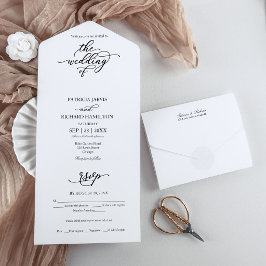 Moderne elegante kalligrafie alles in één uitnodig all in one uitnodiging