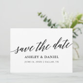 Moderne elegante kalligrafie Bewaar de datum Flat  Bedankkaart (Staand voorkant)