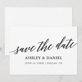 Moderne elegante kalligrafie Bewaar de datum Flat  Bedankkaart (Voorkant / Achterkant)