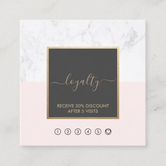 Moderne elegante kalligrafie Blush & Gray Loyalty Vierkante Visitekaartje (Voorkant)