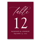 Moderne elegante kalligrafie Bourgondische bruilof Kaart (Voorkant)