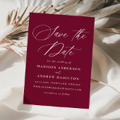 Moderne elegante kalligrafie Bourgondische bruilof Save The Date