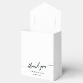 Moderne elegante kalligrafie bruiloft dank u bedankdoosjes (Geopend)