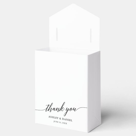 Moderne elegante kalligrafie bruiloft dank u bedankdoosjes (Geopend)
