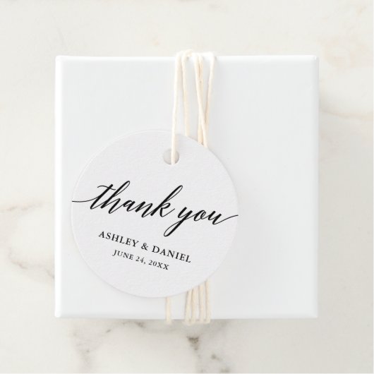 Moderne elegante kalligrafie bruiloft dank u bedankjes labels (In situ)
