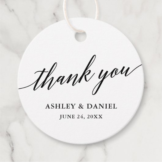 Moderne elegante kalligrafie bruiloft dank u bedankjes labels (Voorkant)