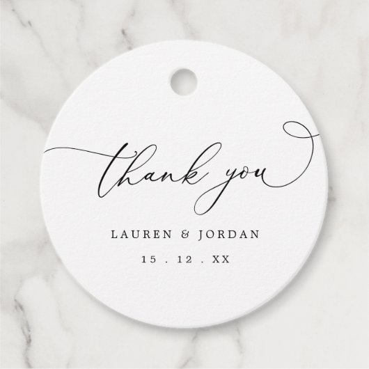 Moderne elegante kalligrafie bruiloft dank u bedankjes labels (Voorkant)