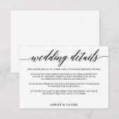 Moderne elegante kalligrafie bruiloft details informatiekaartje (Voorkant / Achterkant)