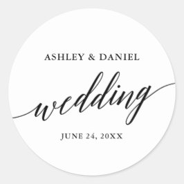 Moderne elegante kalligrafie bruiloft envelop zege ronde sticker