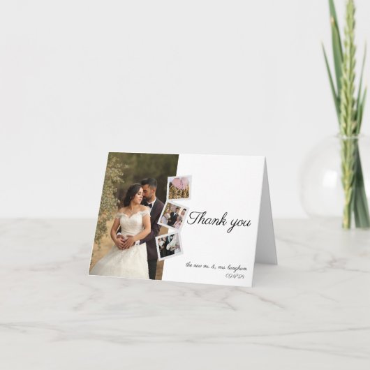 Moderne, elegante kalligrafie bruiloft Hartelijk d Bedankkaart (Voorkant)