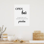 Moderne Elegante Kalligrafie Bruiloft Open Bar Dra Poster (Keuken)