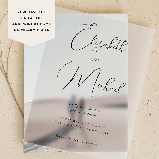 Moderne Elegante Kalligrafie Bruiloft Printable Save The Date