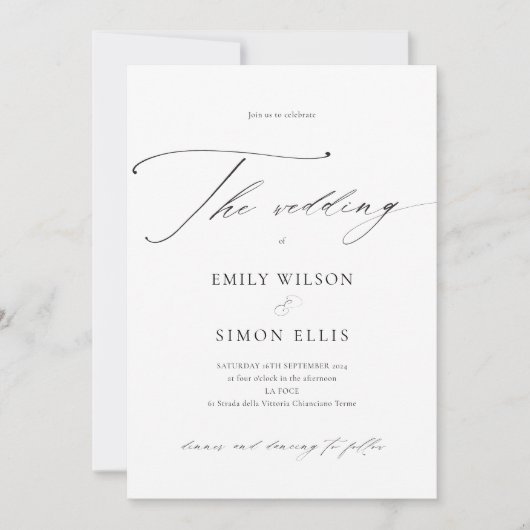 Moderne elegante kalligrafie bruiloft uitnodiging (Voorkant)