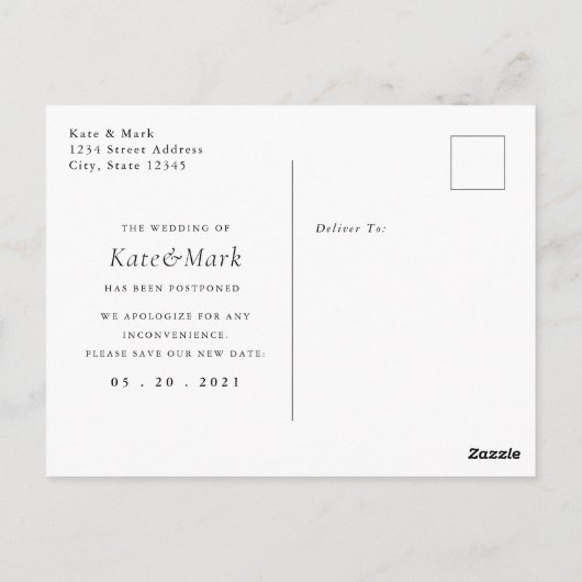 Moderne elegante kalligrafie bruiloft verandert de briefkaart (Achterkant)