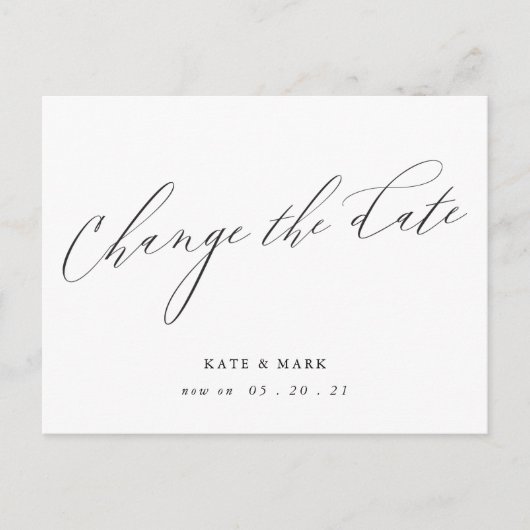 Moderne elegante kalligrafie bruiloft verandert de briefkaart (Voorkant)