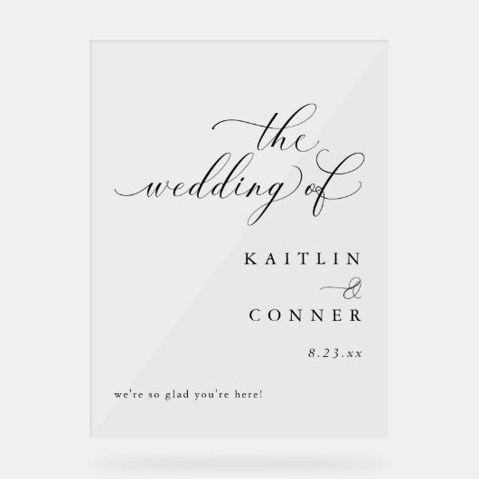 Moderne Elegante Kalligrafie Bruiloft Welkomstbord Acryl Bord (Voorkant)